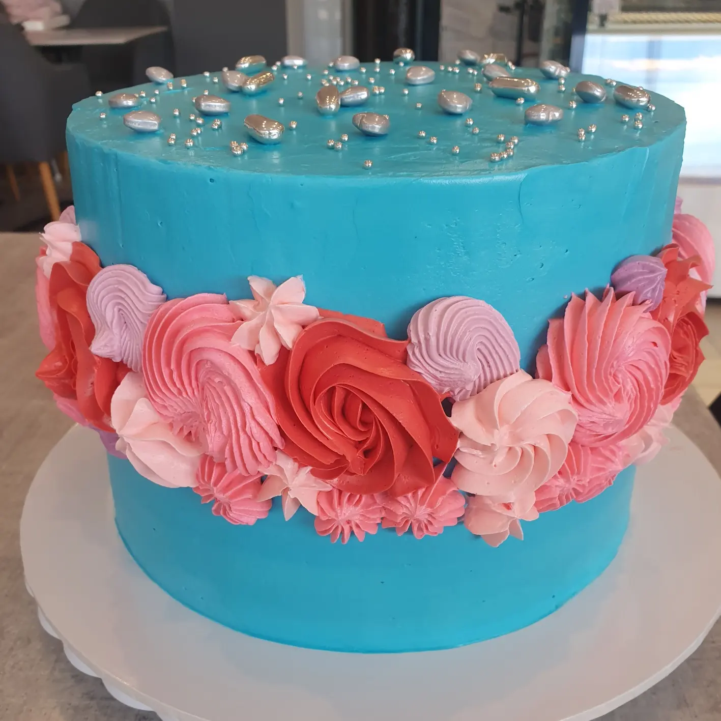 Gender Reveal Swirl Cake